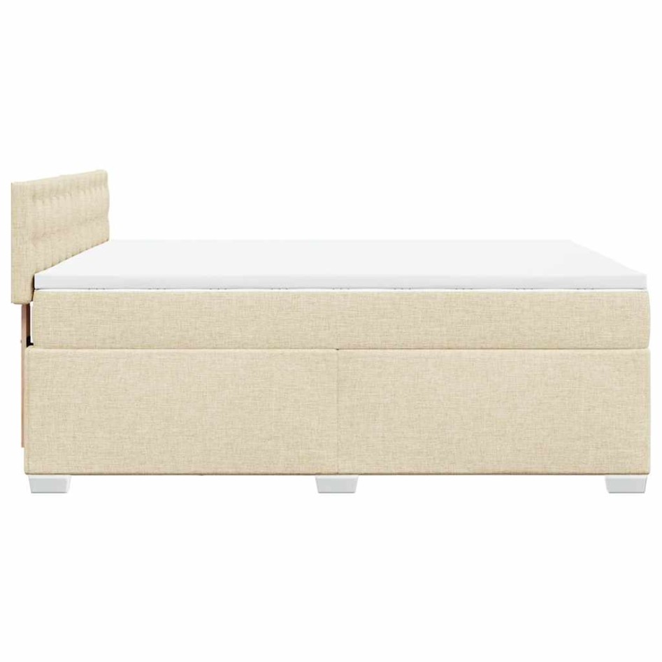 Cama box spring con colchón tela color crema 140x190