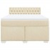 Cama box spring con colchón tela color crema 140x200