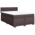 Cama box spring con colchón tela marrón oscuro 140x200