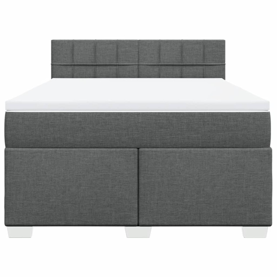 Cama box spring con colchón tela gris oscuro 160x200