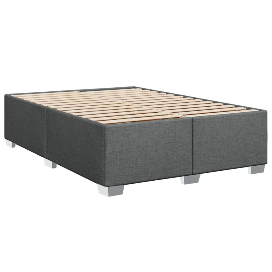 Cama box spring con colchón tela gris oscuro 160x200