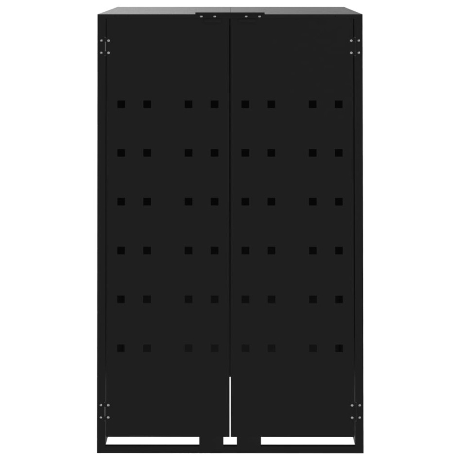 Cobertizo de 3 contenedores de basura acero negro 207x79x117