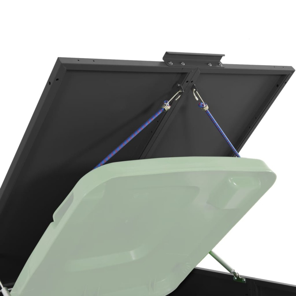 Cobertizo de 3 contenedores de basura acero negro 207x79x117