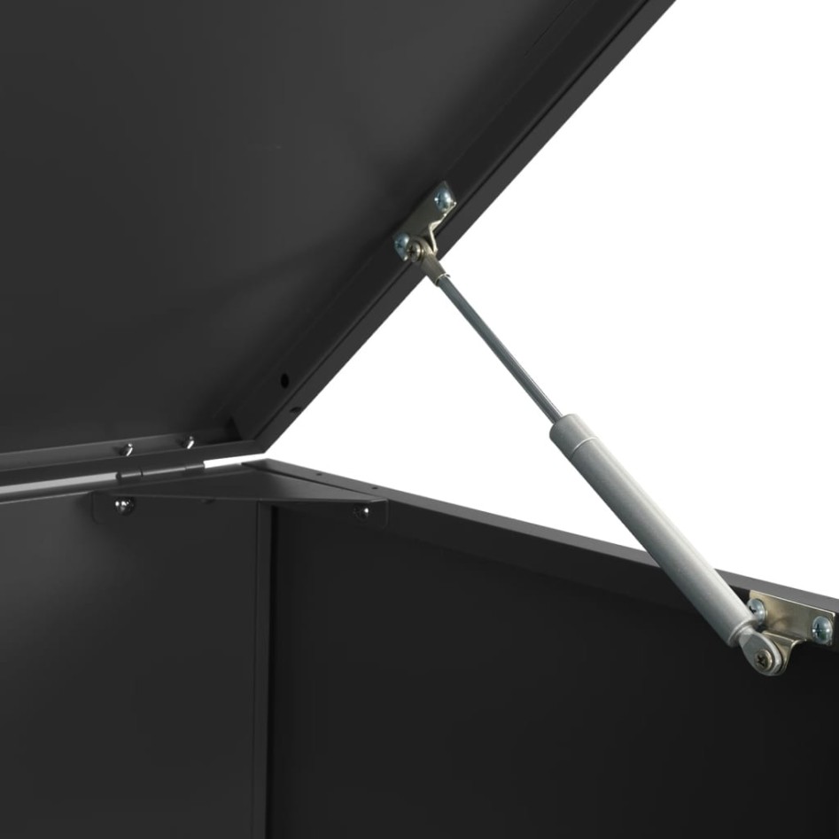 Cobertizo de 3 contenedores de basura acero negro 207x79x117