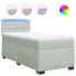 Cama box spring con colchón terciopelo gris claro 80x200