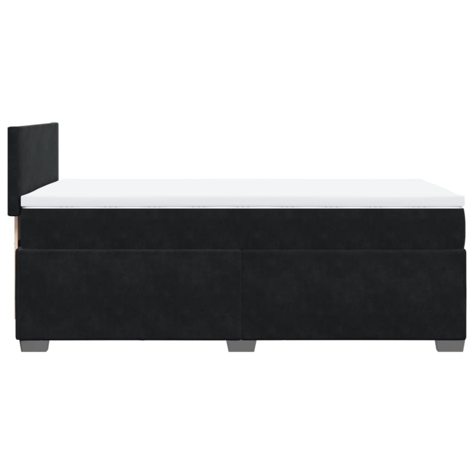 Cama box spring con colchón terciopelo negro 90x200