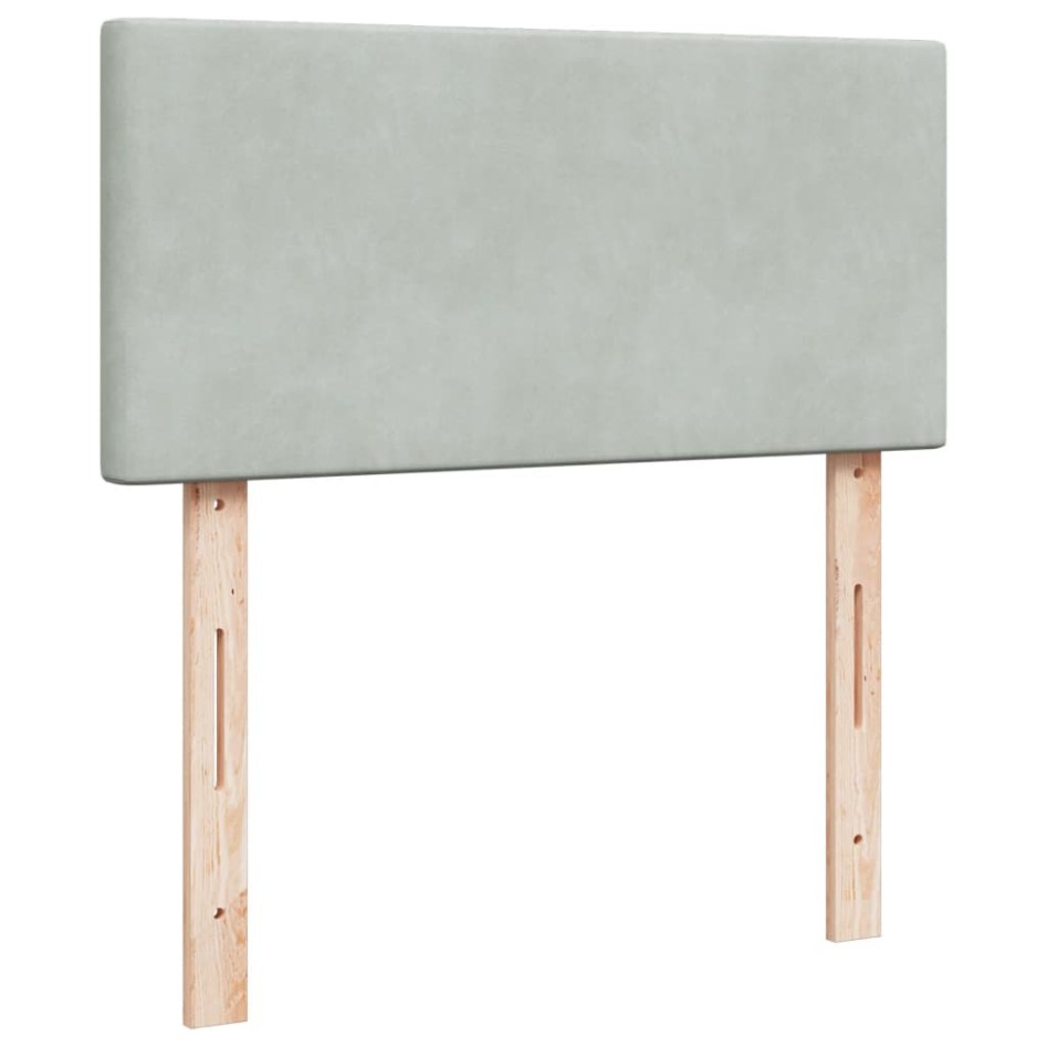 Cama box spring con colchón terciopelo gris claro 90x190