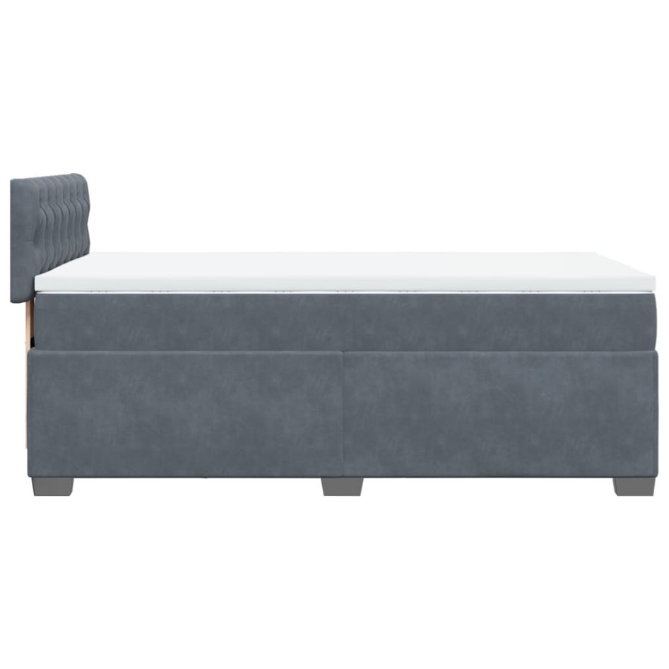 Cama box spring con colchón terciopelo gris oscuro 80x200
