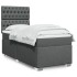 Cama box spring con colchón tela gris oscuro 80x200