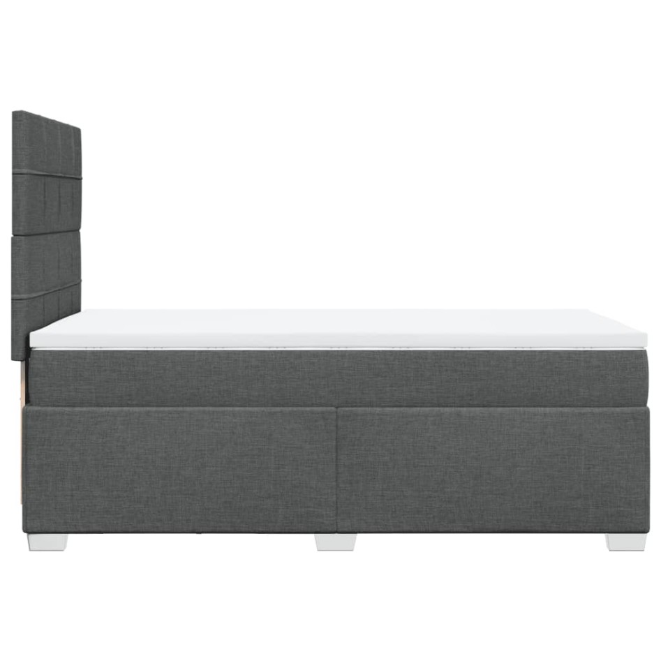 Cama box spring con colchón tela gris oscuro 80x200