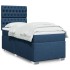 Cama box spring con colchón tela azul 80x200