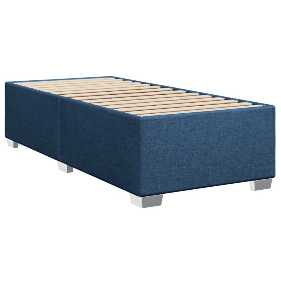 Cama box spring con colchón tela azul 80x200