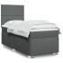 Cama box spring con colchón tela gris oscuro 80x200
