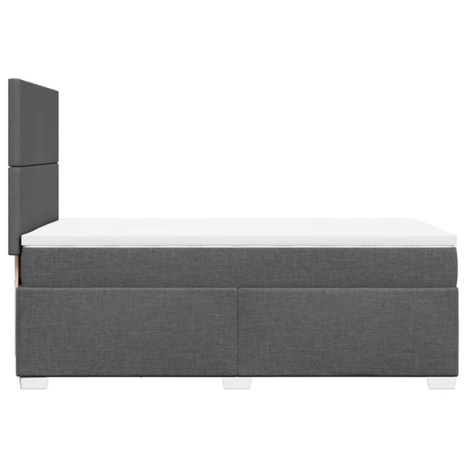 Cama box spring con colchón tela gris oscuro 80x200
