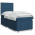 Cama box spring con colchón tela azul 80x200