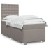 Cama box spring con colchón tela gris taupe 90x190