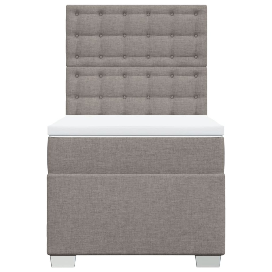 Cama box spring con colchón tela gris taupe 90x190