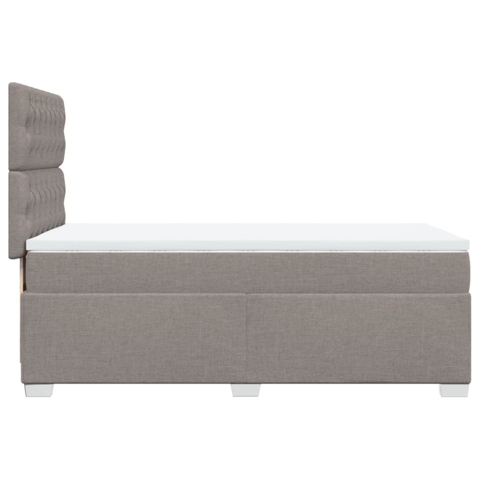 Cama box spring con colchón tela gris taupe 90x190