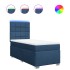 Cama box spring con colchón tela azul 90x200