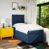 Cama box spring con colchón tela azul 90x200