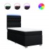 Cama box spring con colchón tela negro 90x200