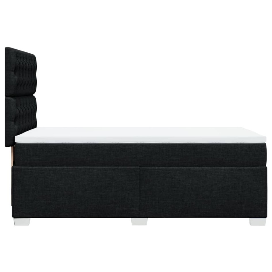 Cama box spring con colchón tela negro 90x200
