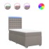 Cama box spring con colchón tela gris taupe 90x200
