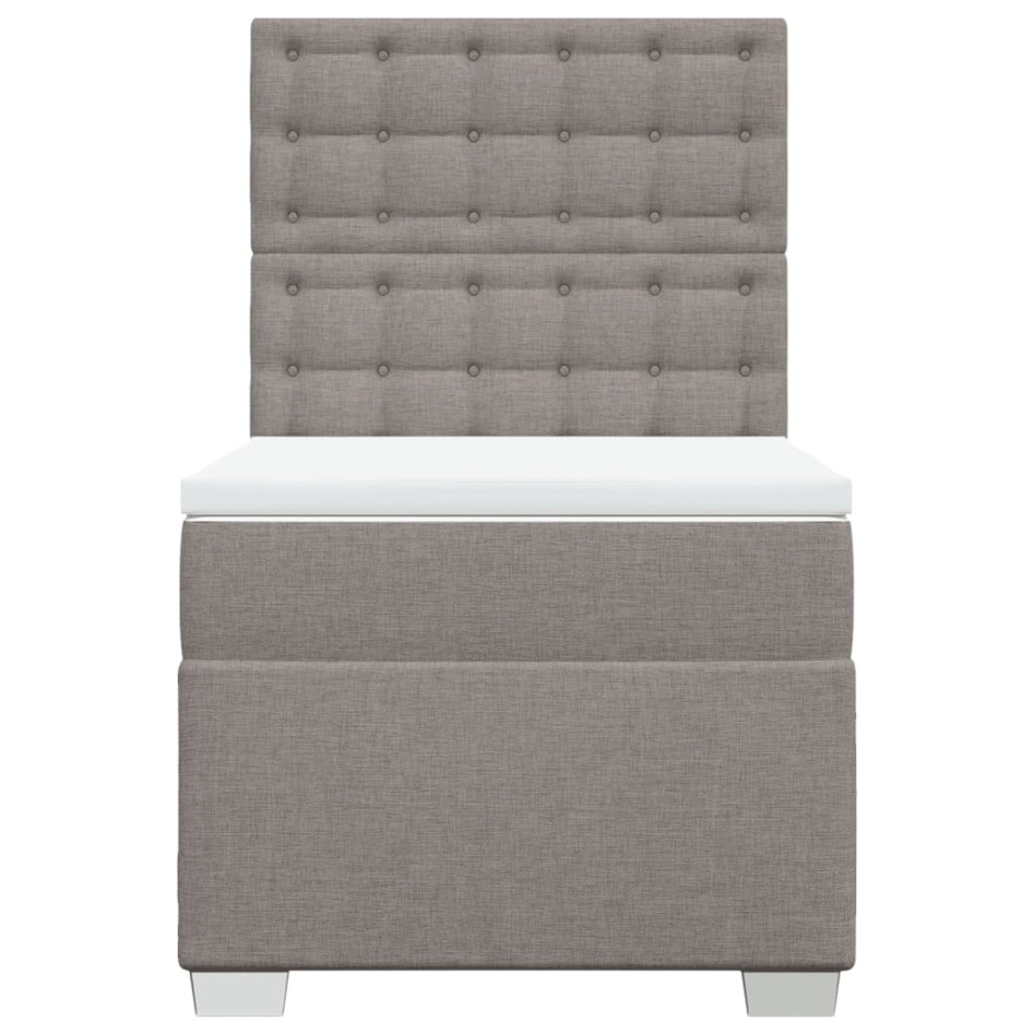 Cama box spring con colchón tela gris taupe 90x200