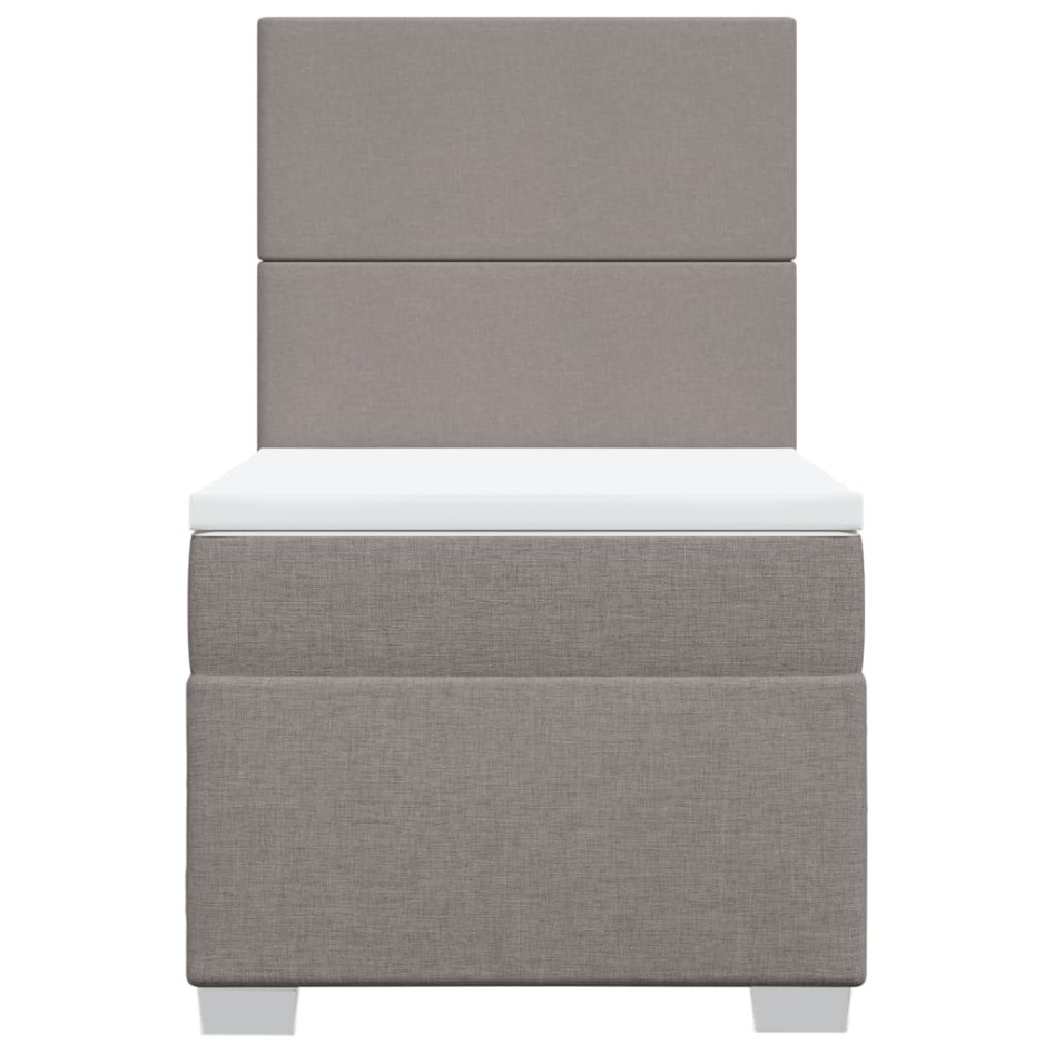Cama box spring con colchón tela gris taupe 100x200
