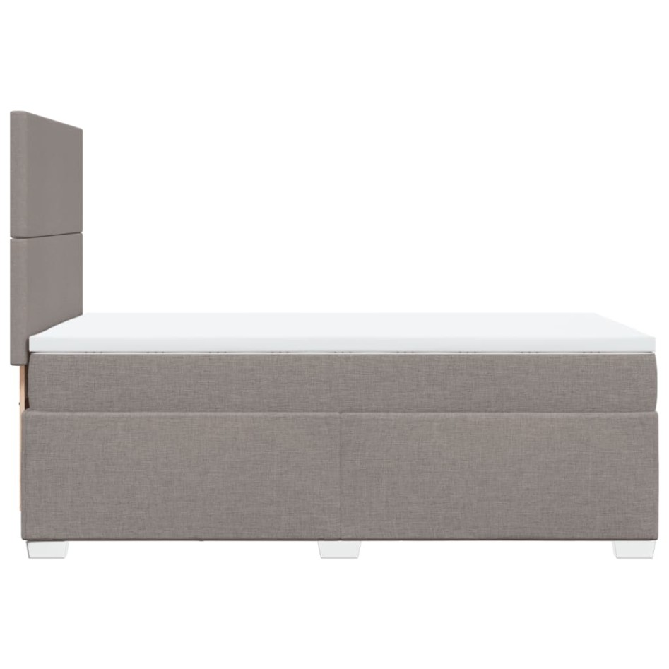 Cama box spring con colchón tela gris taupe 100x200