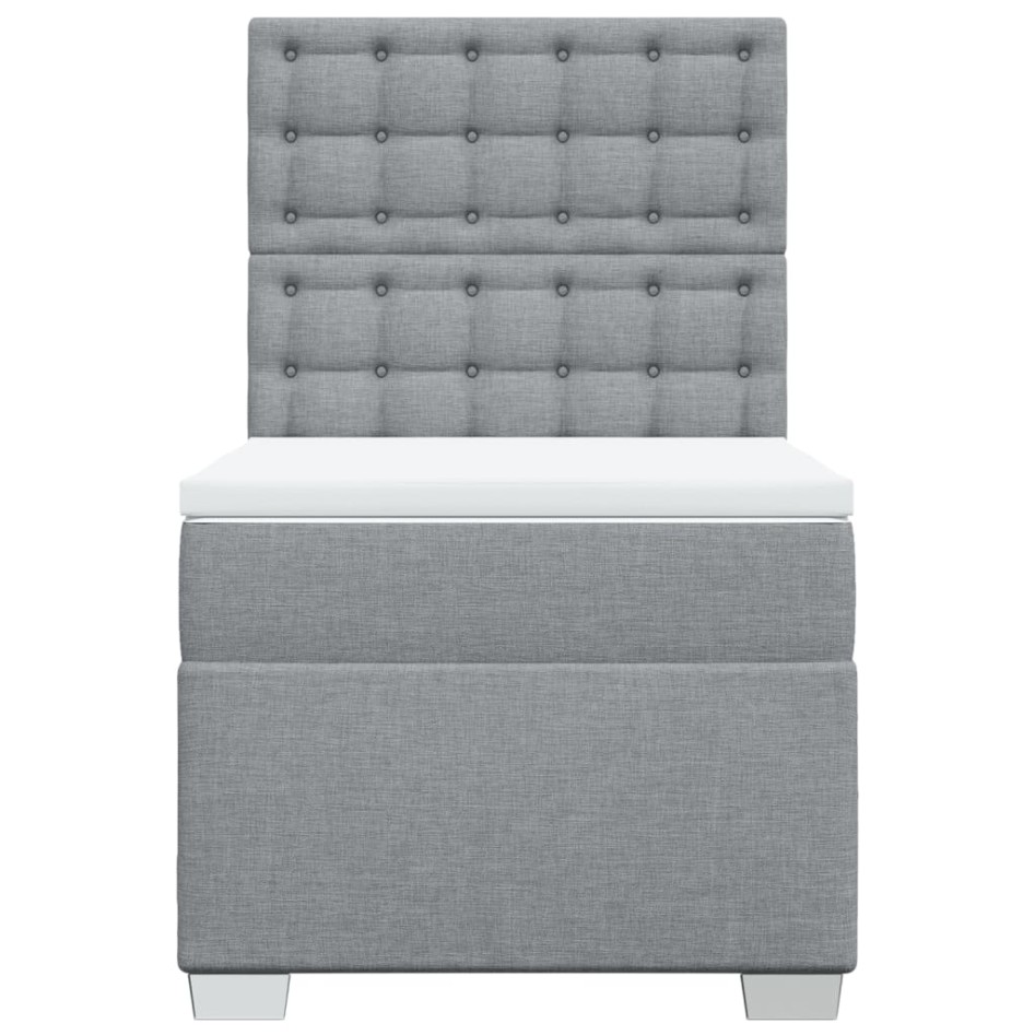 Cama box spring con colchón tela gris claro 100x200