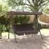 Banco columpio de jardín con toldo ajustable acero marrón