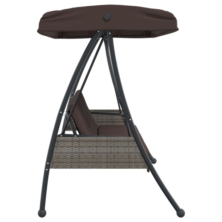 Banco columpio de jardín con toldo ajustable acero marrón