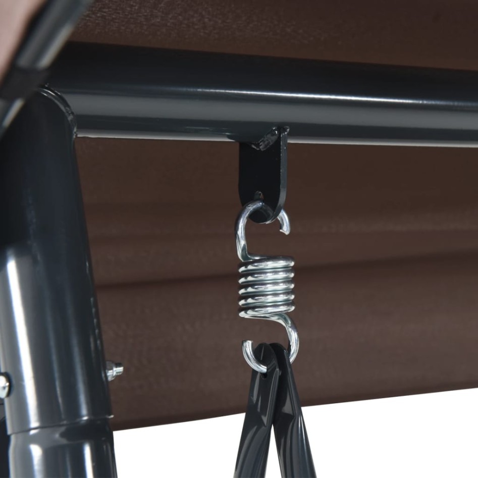 Banco columpio de jardín con toldo ajustable acero marrón