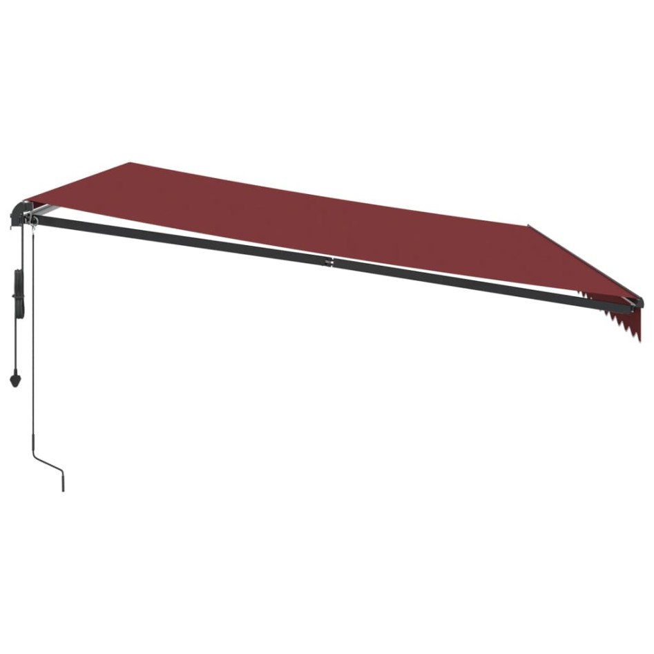 Toldo retráctil automático con luces LED burdeos 500x300