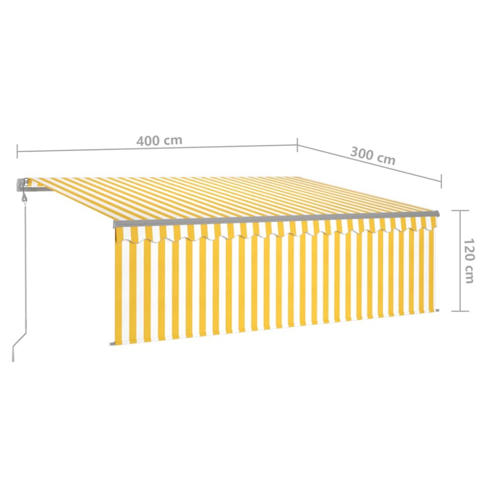 Toldo automático persiana LED sensor de viento amarillo