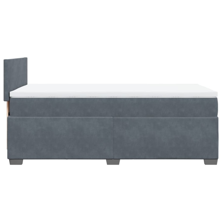 Cama box spring con colchón terciopelo gris oscuro 80x200