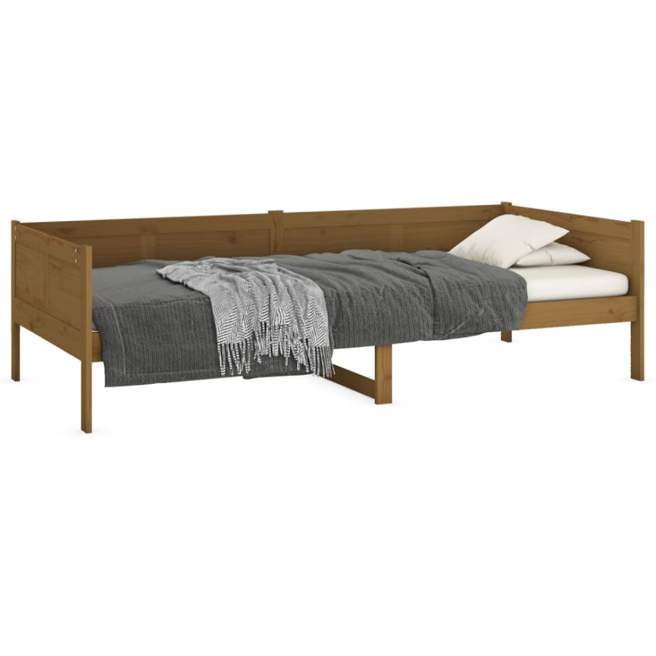 Sofá cama madera maciza de pino marrón miel 80x200
