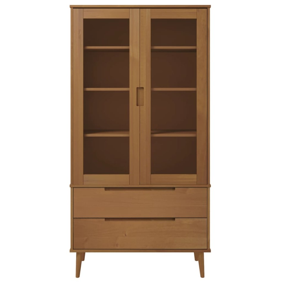 Mueble vitrina MOLDE madera maciza de pino marrón 90x35x175