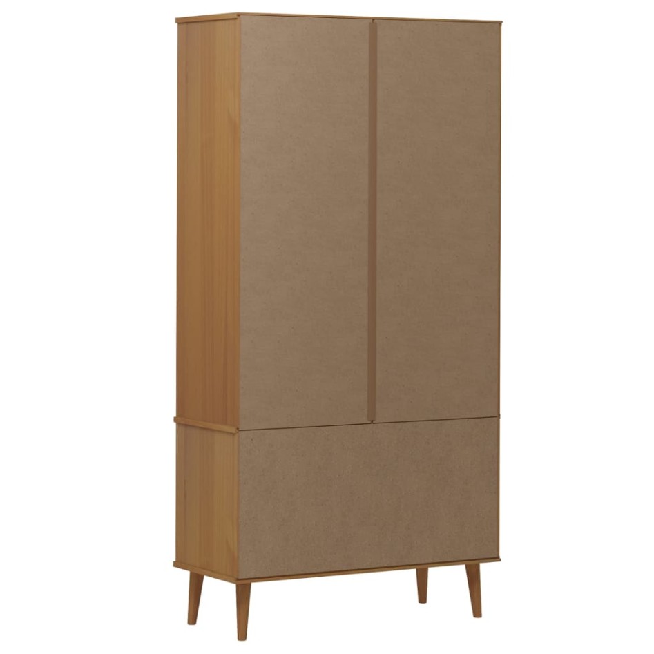 Mueble vitrina MOLDE madera maciza de pino marrón 90x35x175