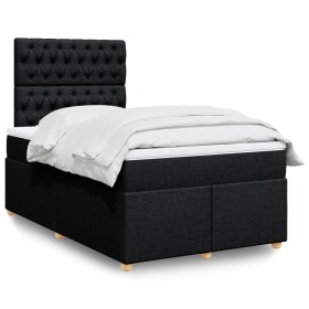 Cama box spring con colchón tela negro 120x200
