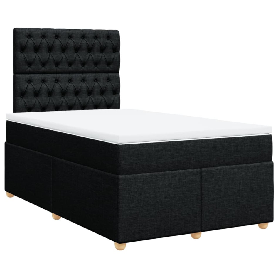Cama box spring con colchón tela negro 120x200