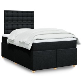 Cama box spring con colchón tela negro 120x200