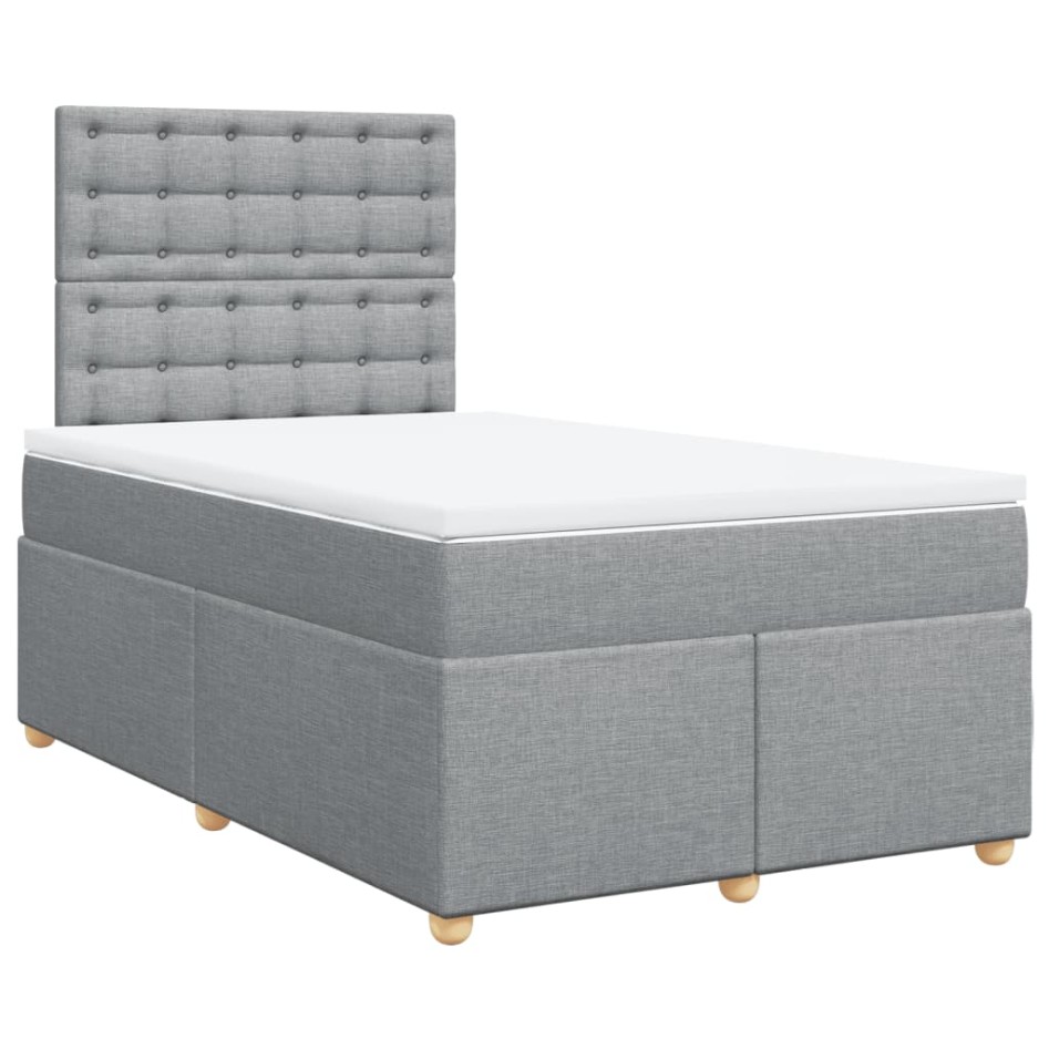 Cama box spring con colchón tela gris claro 120x200