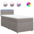 Cama box spring con colchón tela gris taupe 90x200
