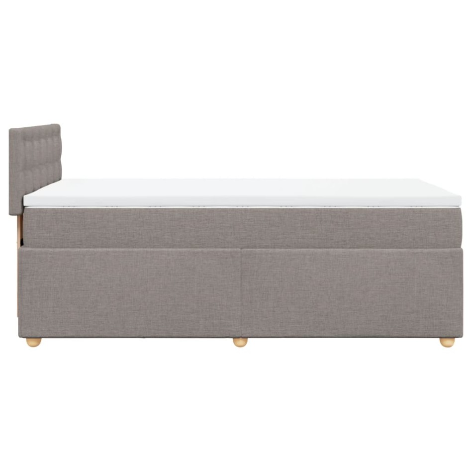 Cama box spring con colchón tela gris taupe 90x200