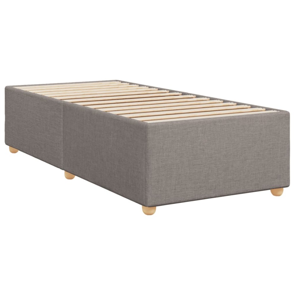 Cama box spring con colchón tela gris taupe 90x200