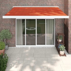 Toldo retráctil aluminio y tela naranja y marrón 3x2,5
