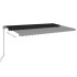 Toldo retráctil manual con luz LED gris antracita 500x350