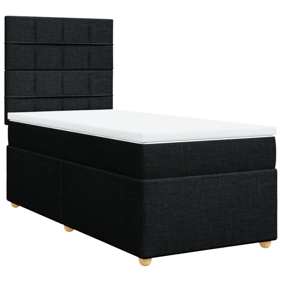 Cama box spring con colchón tela negro 100x200